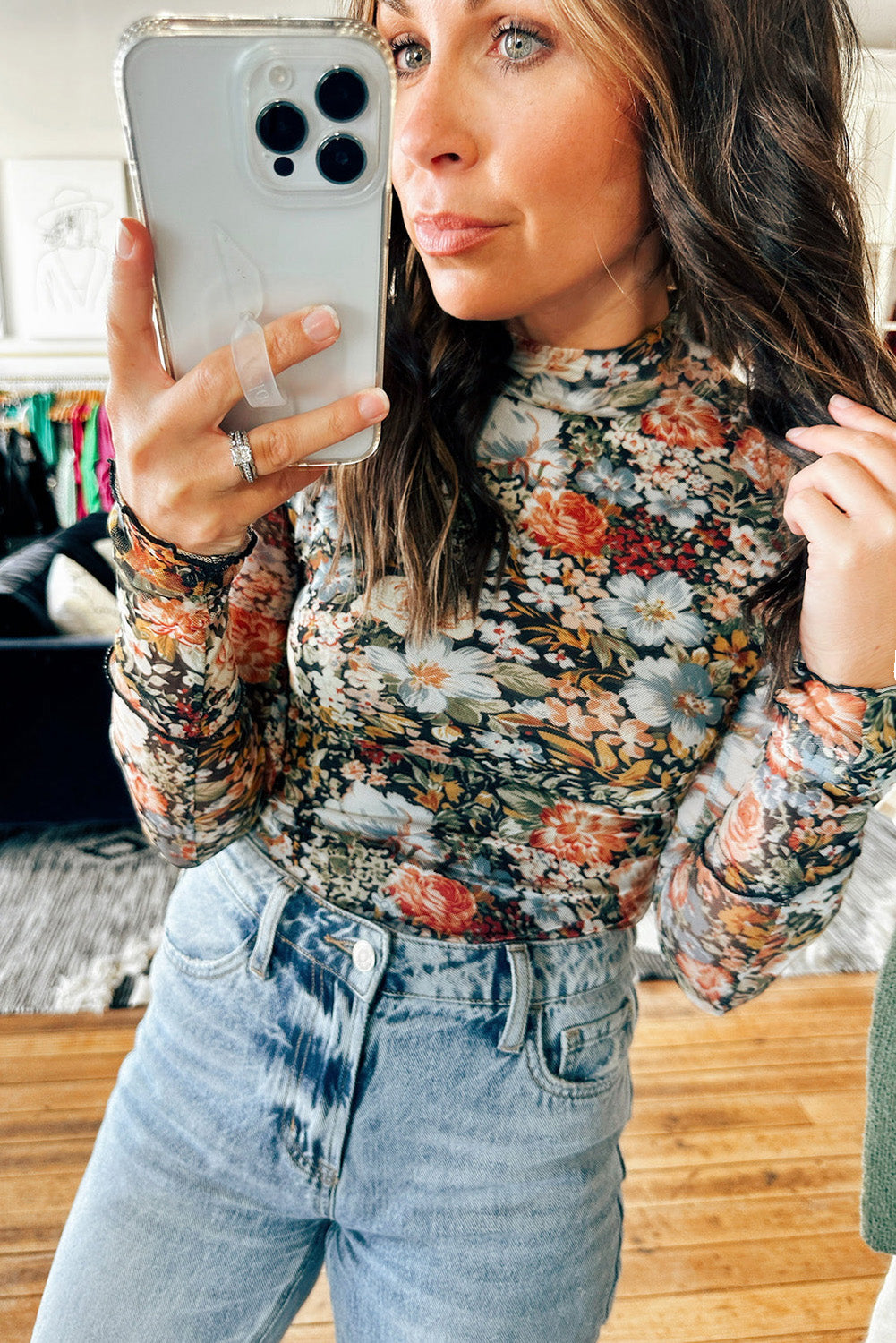 Floral Mesh Long Sleeve