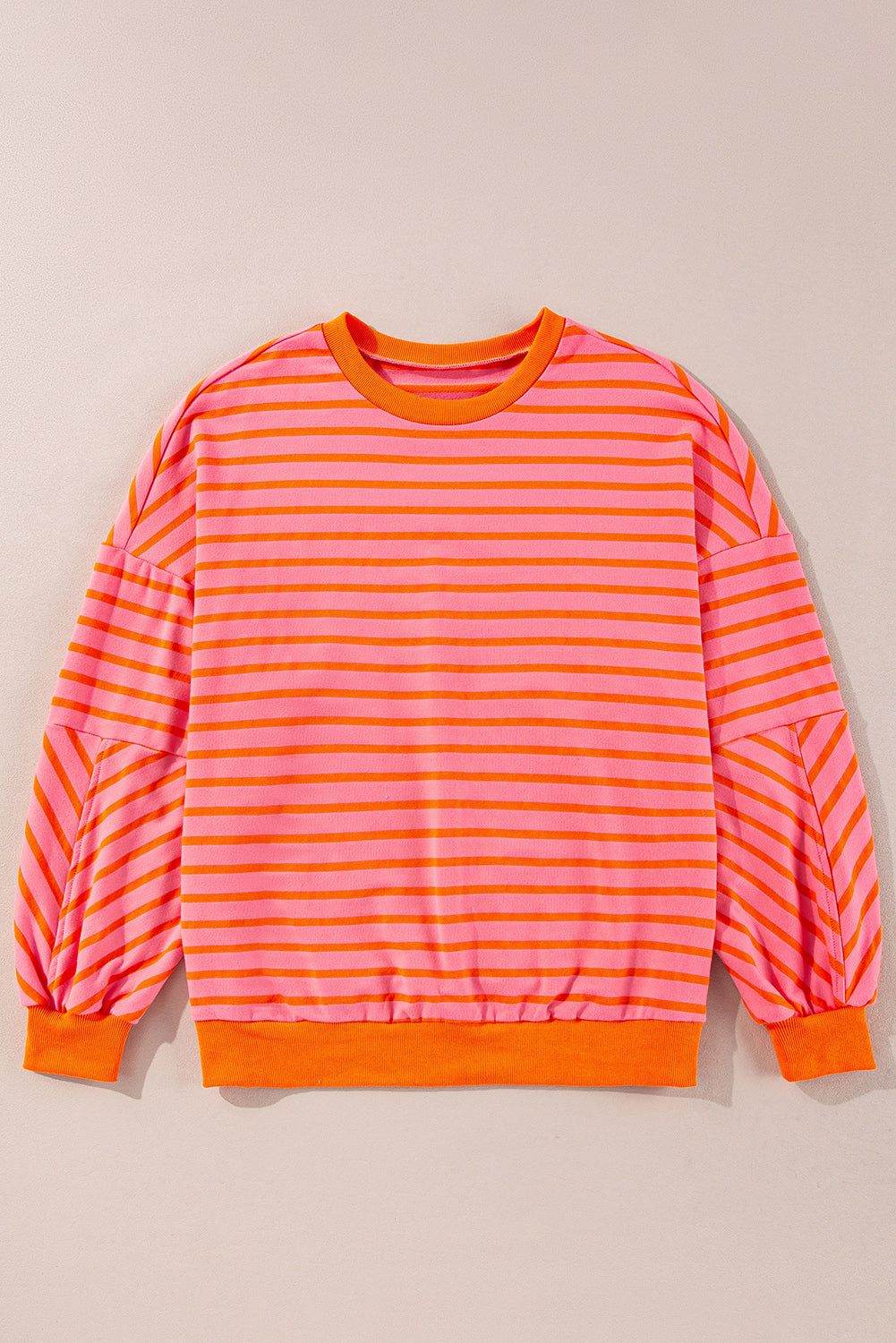 Russet Orange Drop Shoulder Crew Neck Loose Sweatshirt