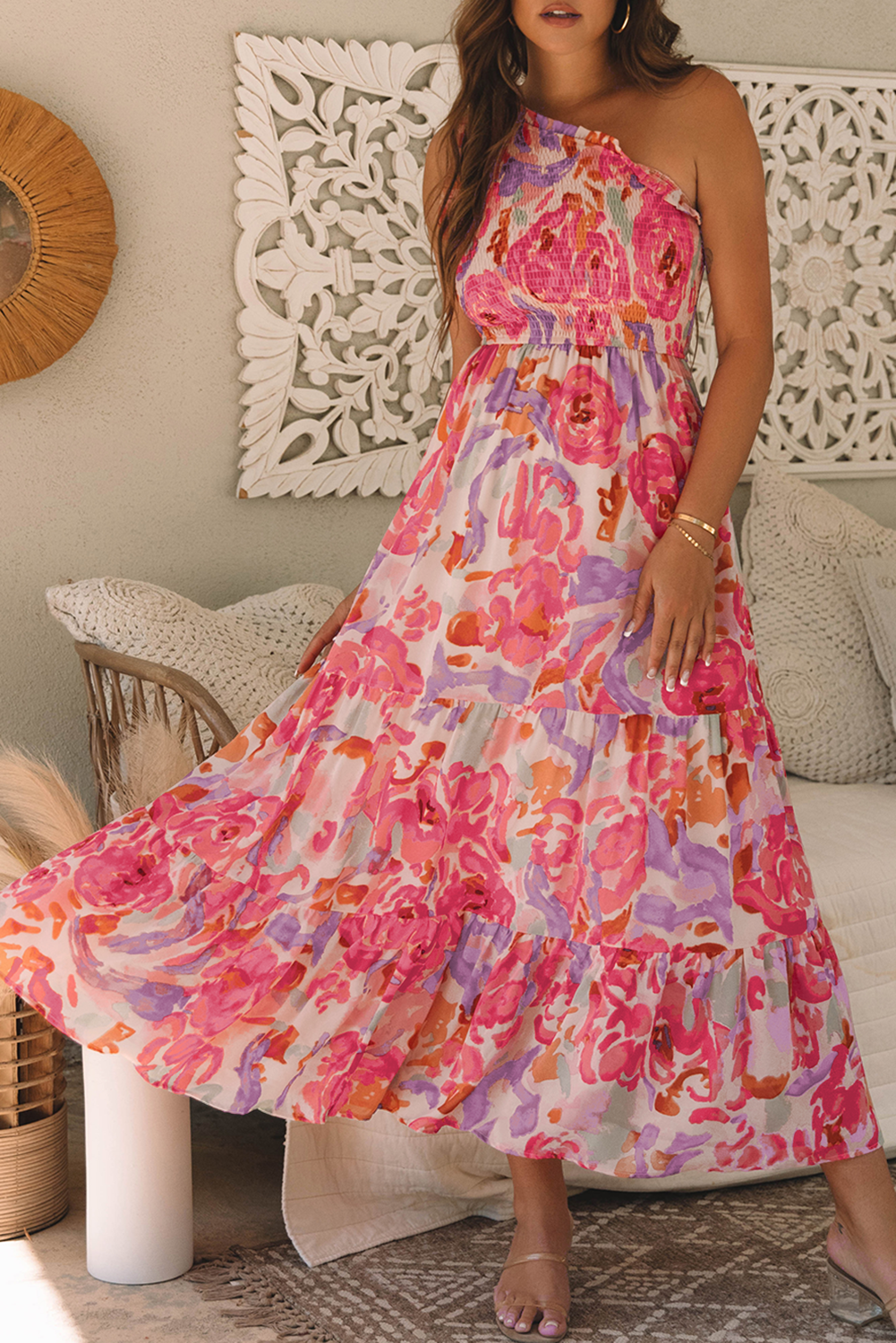 Pink One Shoulder Dress