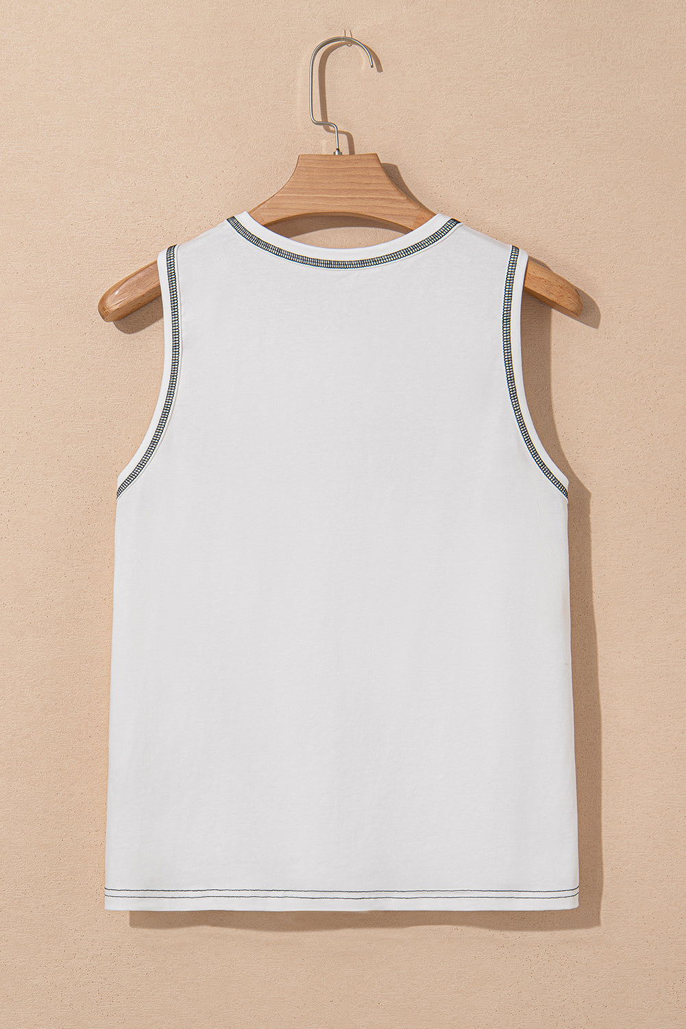 White Sweet Bow Stitching Trim Sleeveless Top