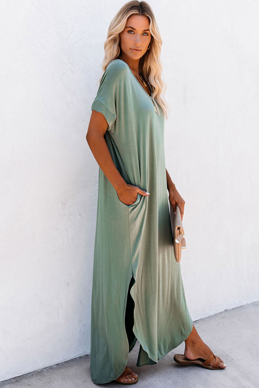 Sage Maxi T-shirt Dress