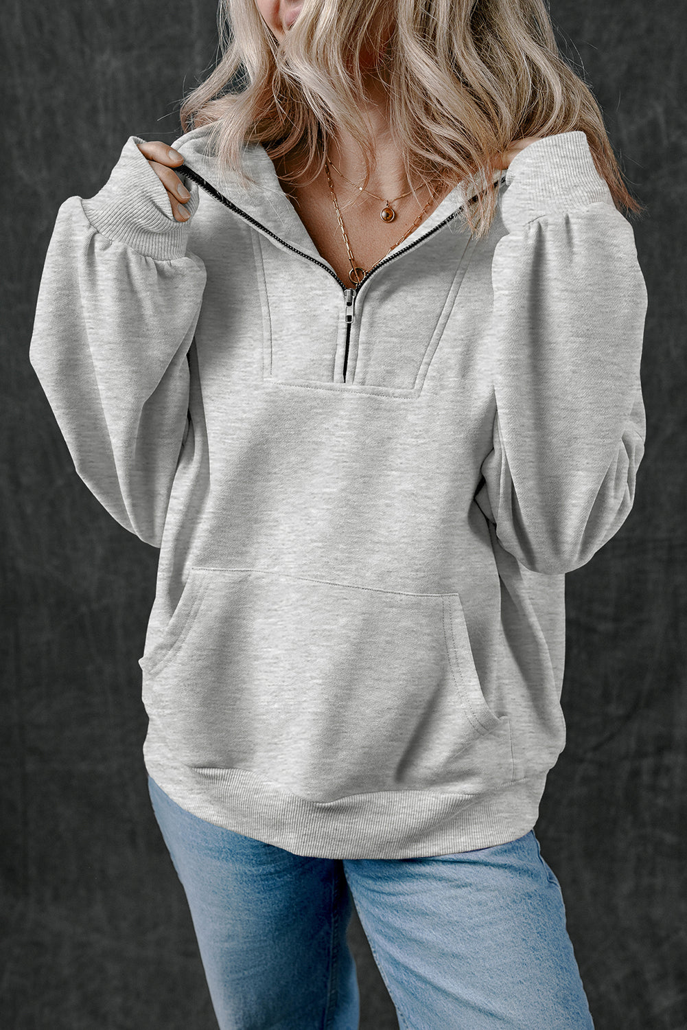 Light Grey Quarter Zip Sweatshirt