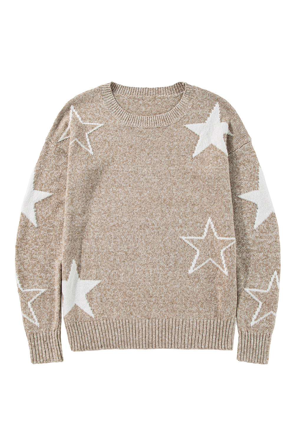 Khaki Star Pattern Sweater