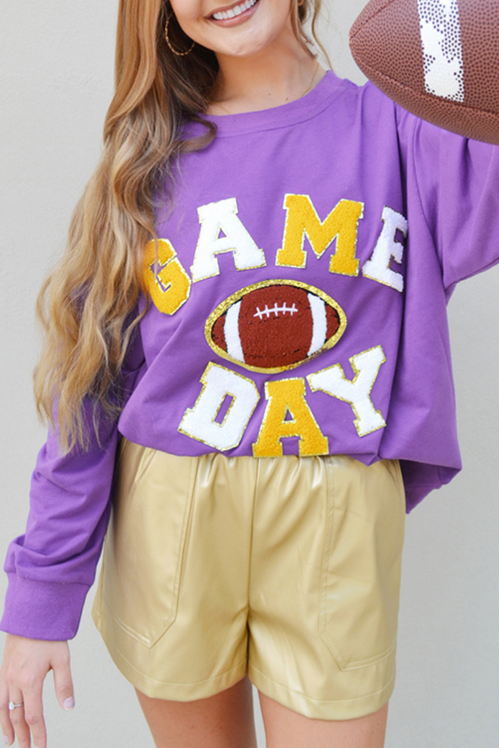 Purple Game Day Patch Sweatshirt