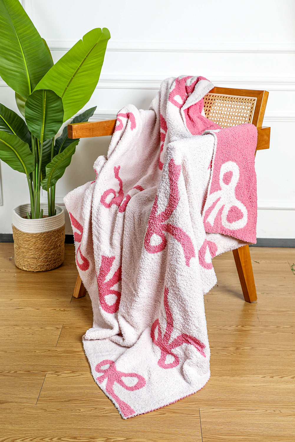 Pink Bow Throw Blanket