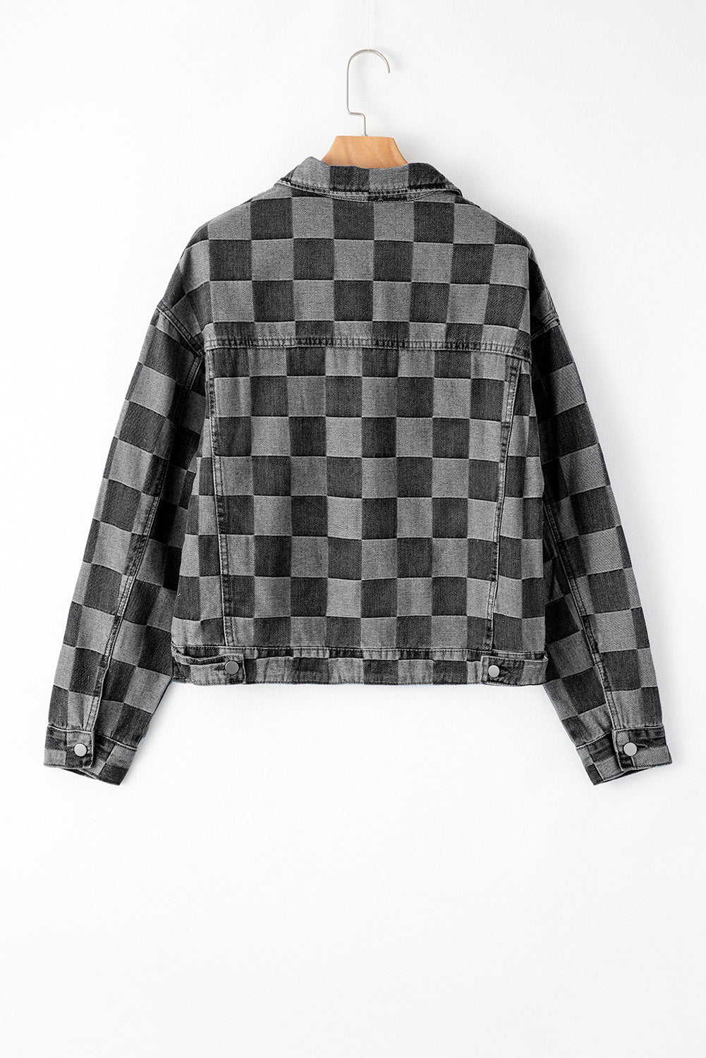 Black Checkered Denim Jacket