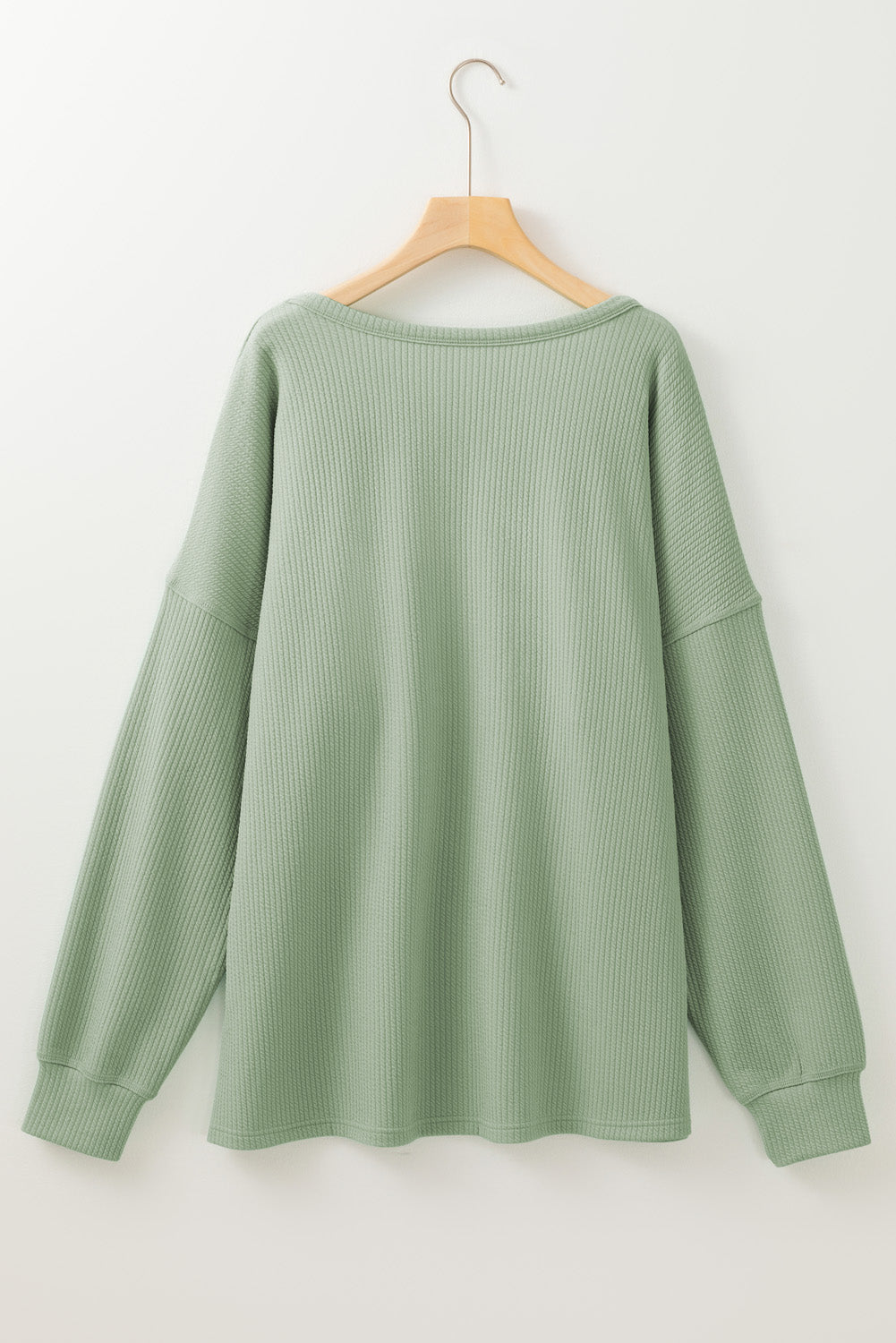 Aqua Plus Size Corded Knit Pocketed Crew Neck Top