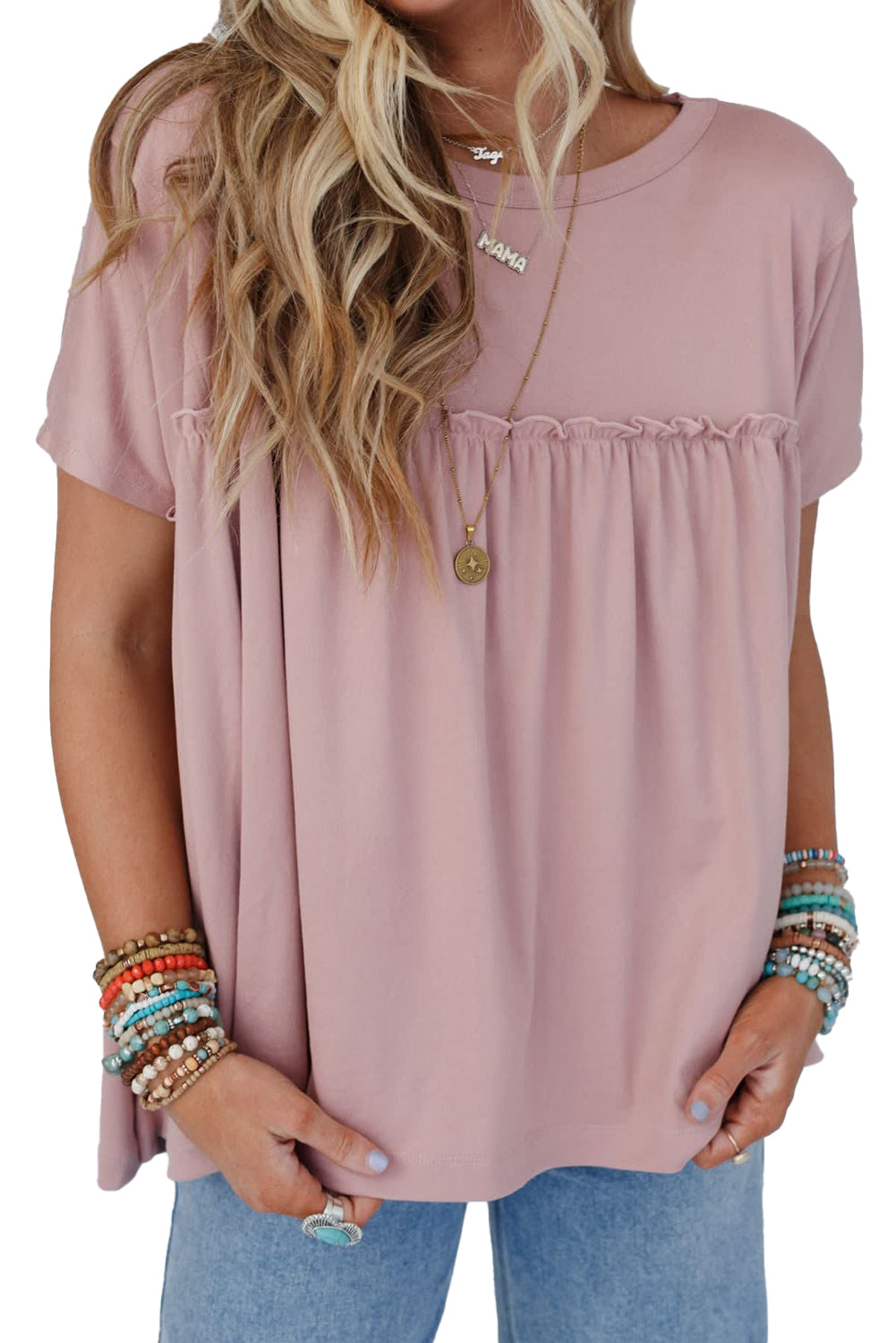 Light Pink Ruffled Babydoll Tee