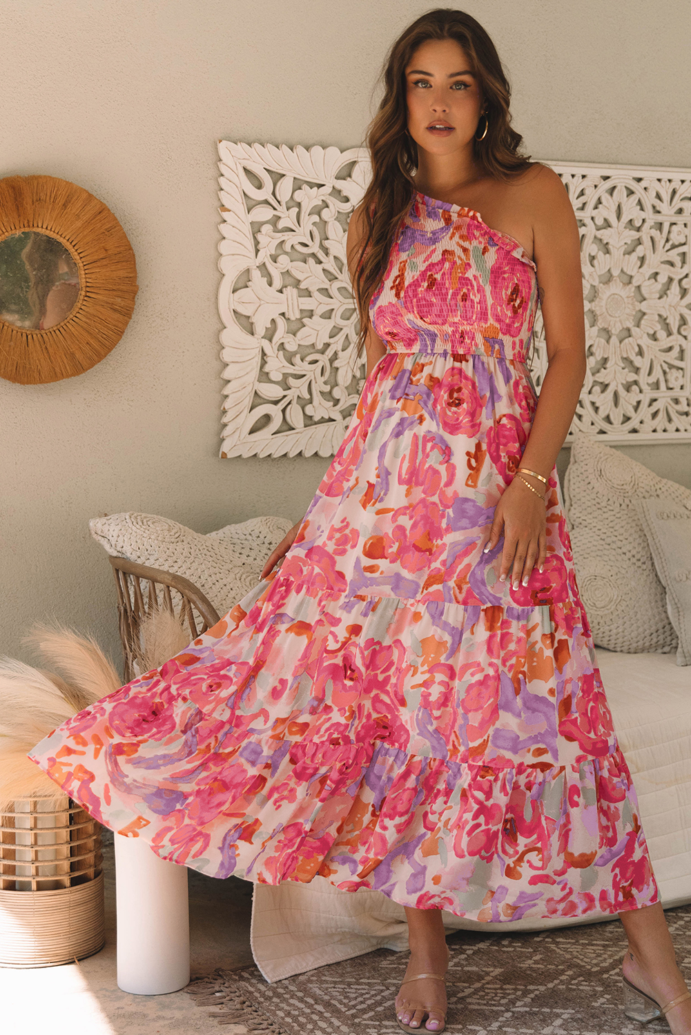 Pink One Shoulder Dress
