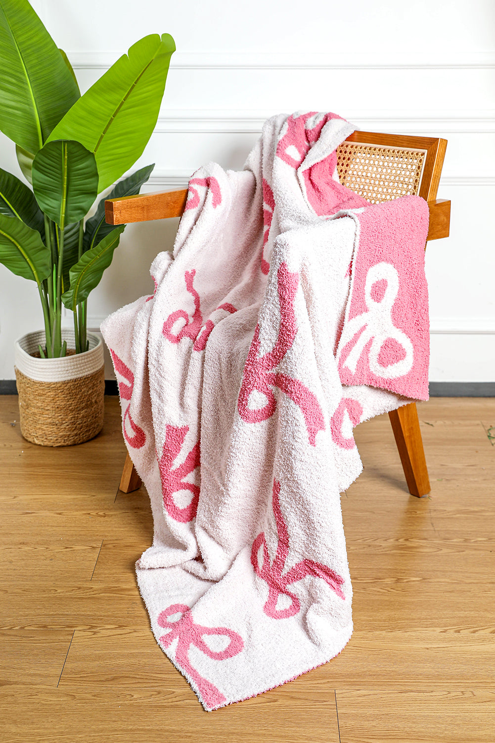 Pink Bow Throw Blanket