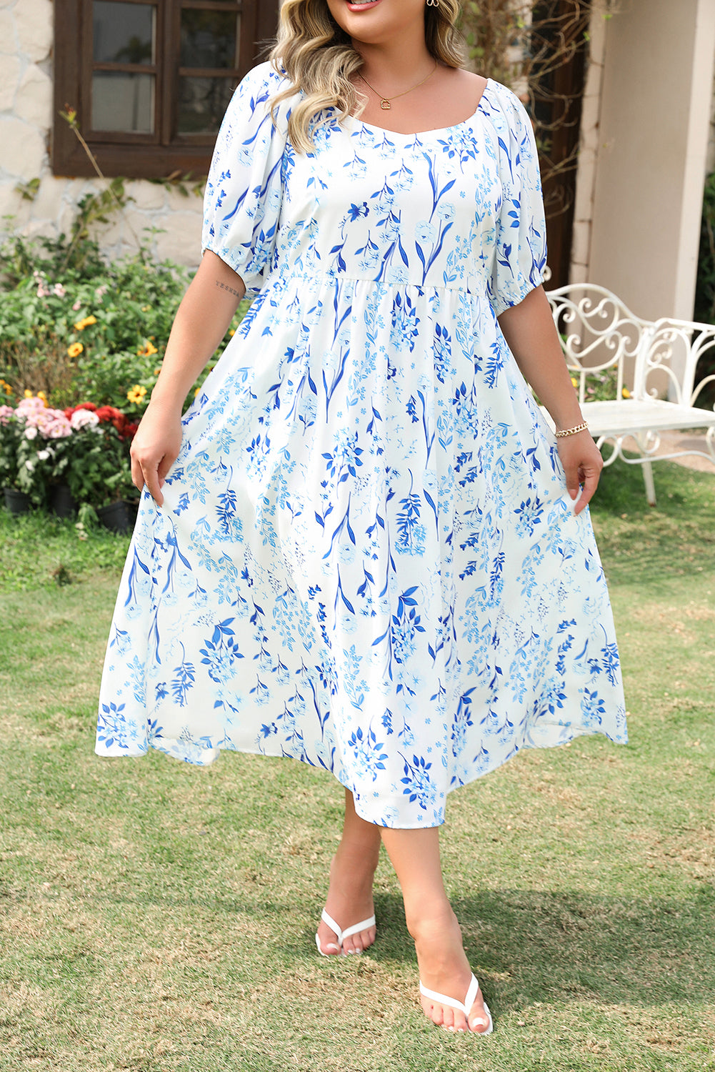 Sky Blue Plus Size Midi Dress