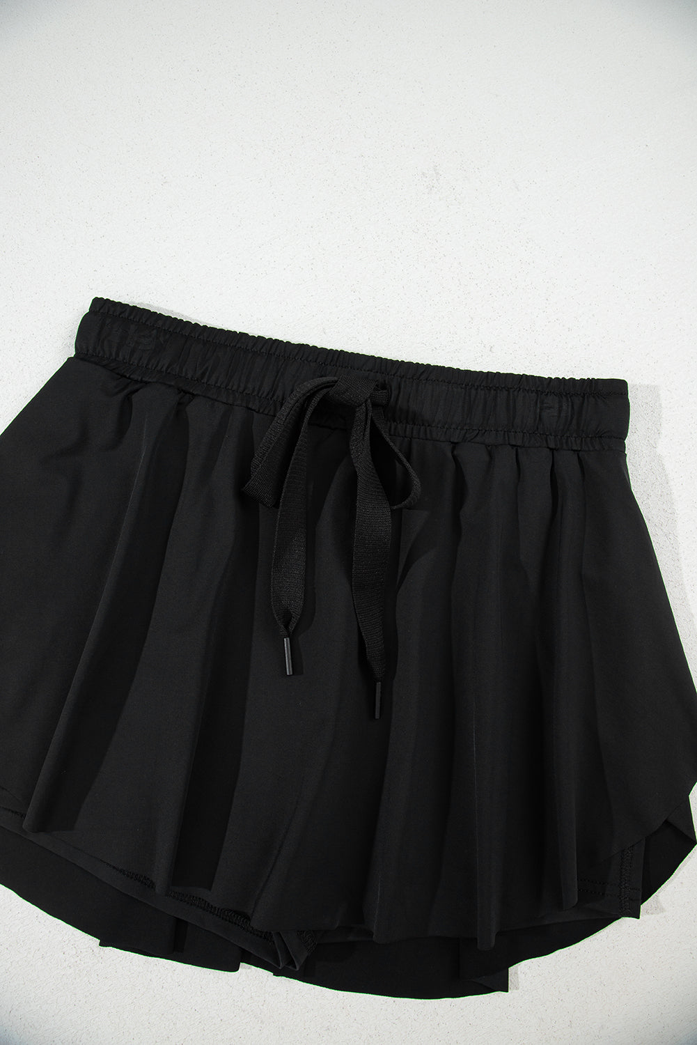 Black Drawstring High Waist Lined Tennis Skorts
