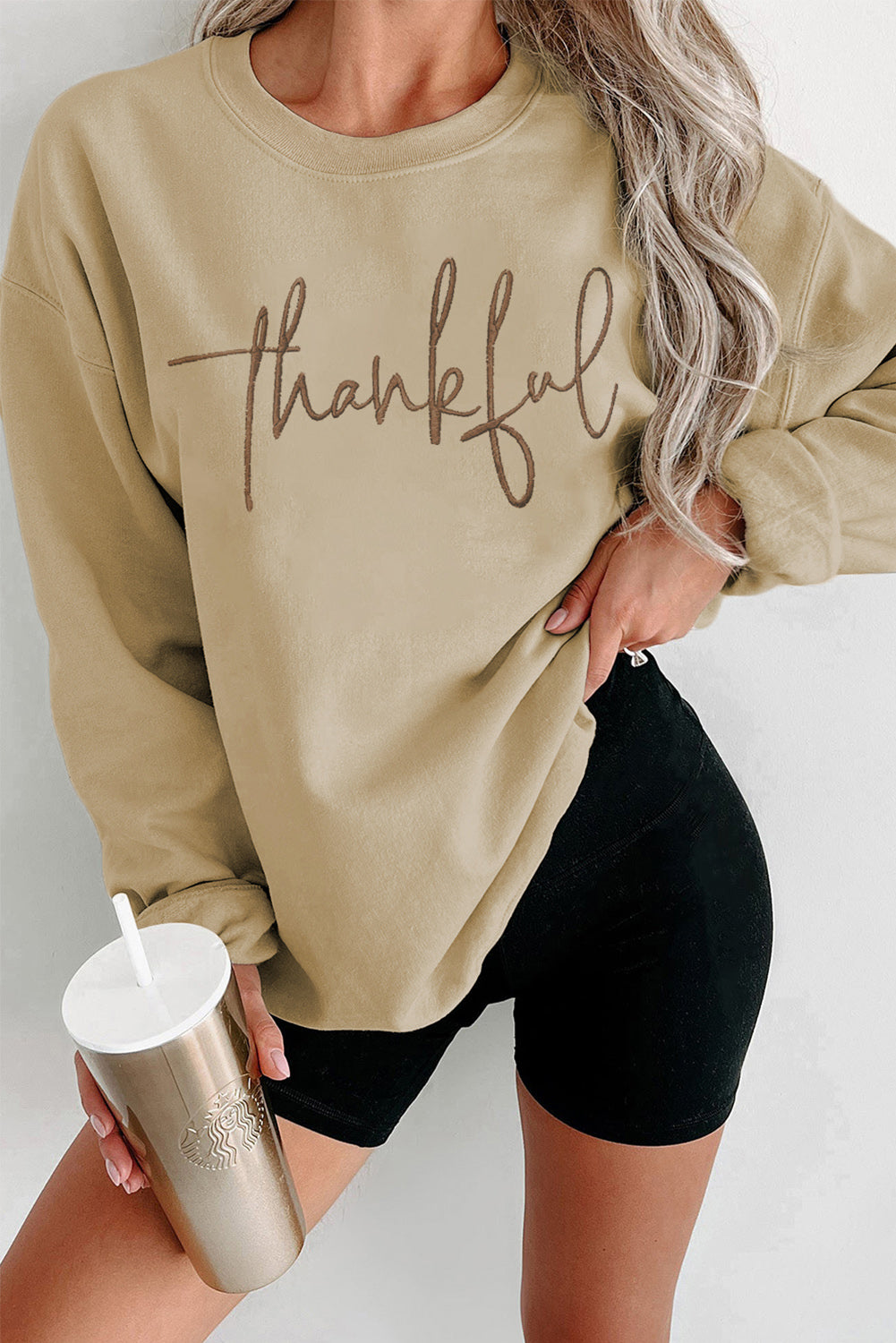 Embroidered Thankful Crew