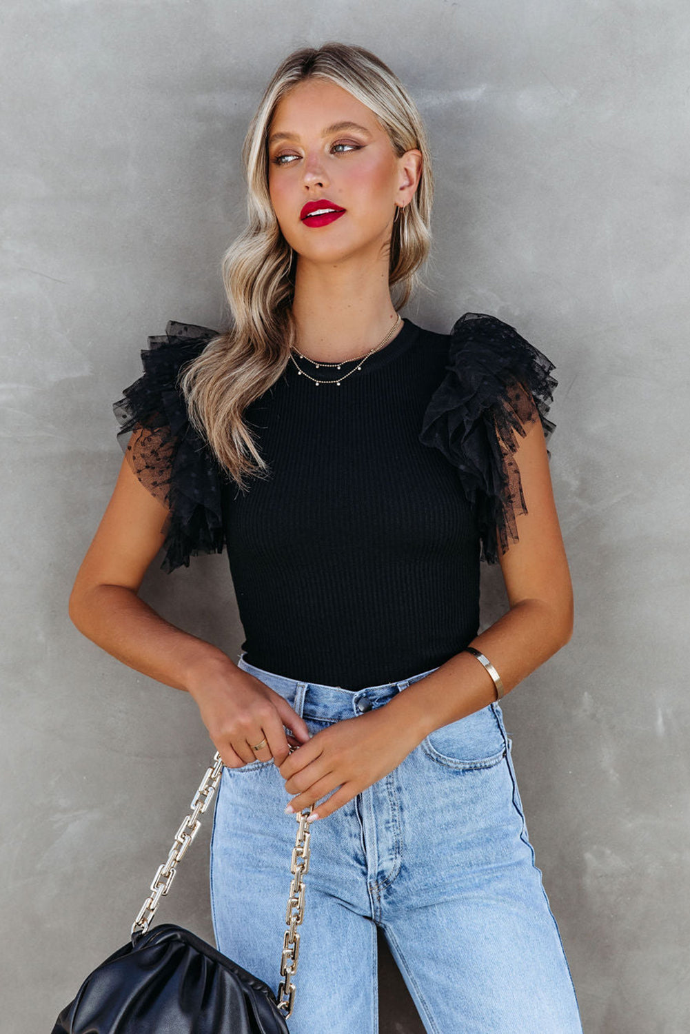 Black Ruffle Babe Blouse