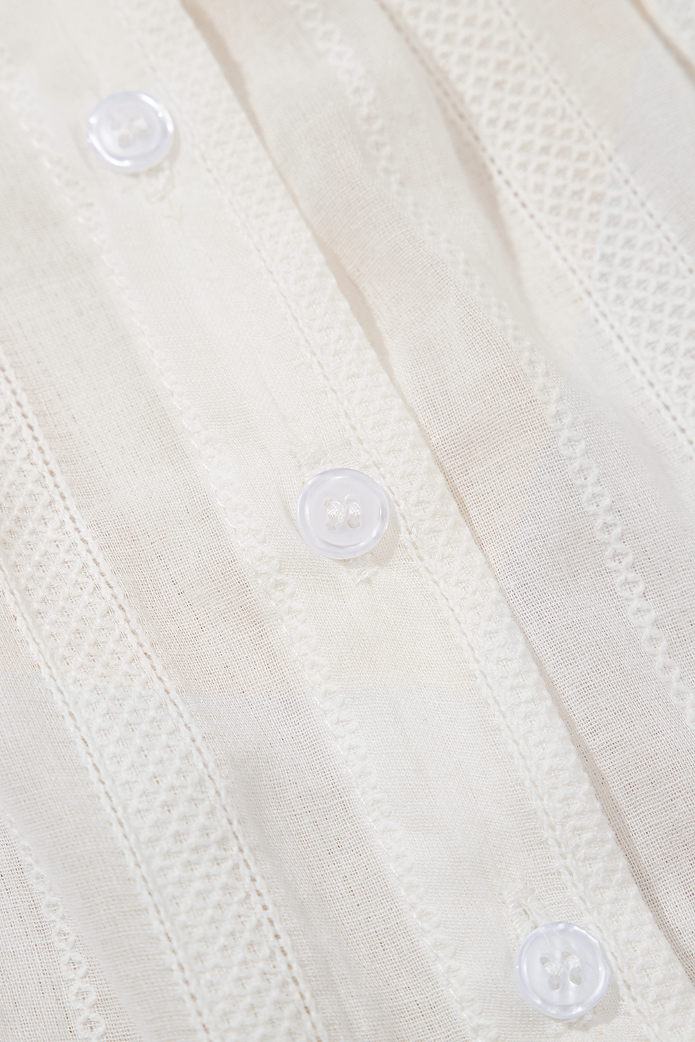 White Lace Crochet Ruffled Buttoned Loose Fit Tank Top