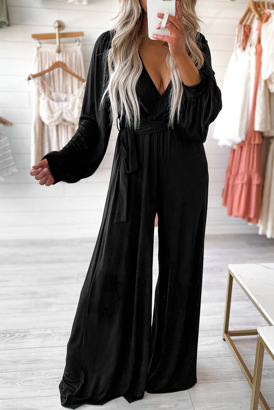 Black Cutout Belted Jumpsuit