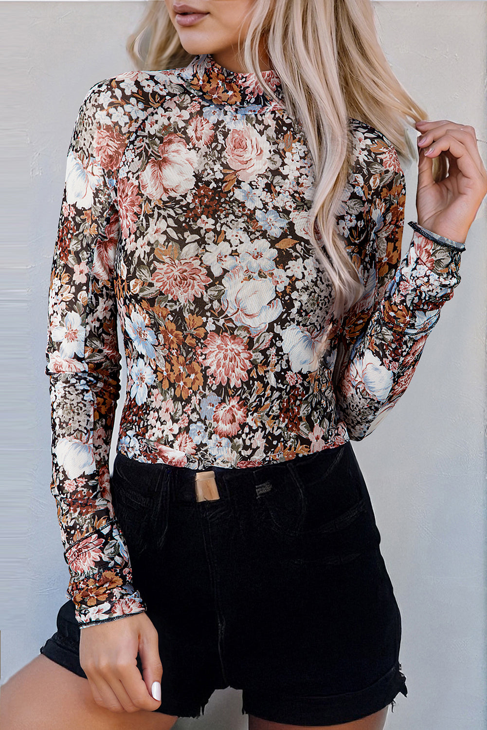 Floral Mesh Long Sleeve