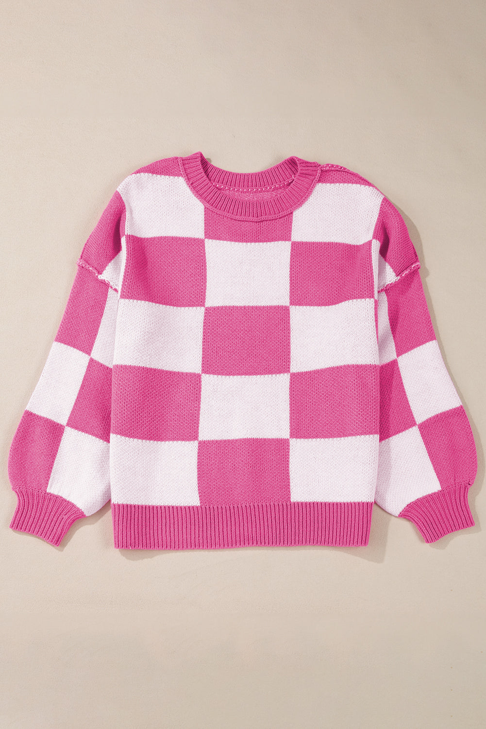 Hot Pink Checkered Sweater