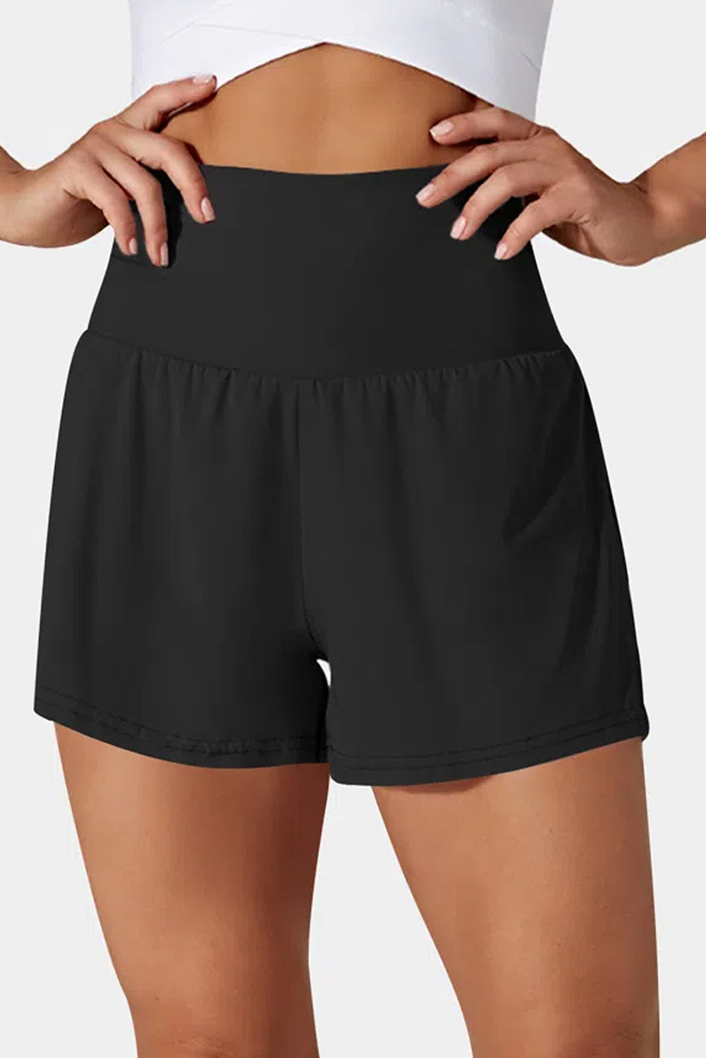 Black Pocketed Wide Waistband Shorts