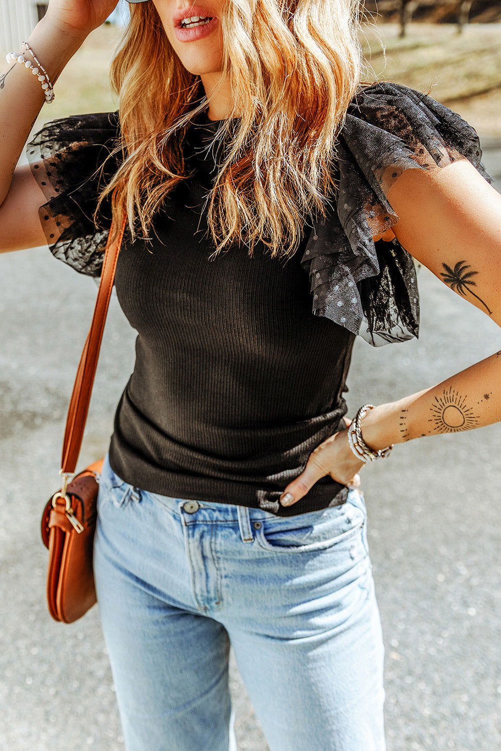 Black Ruffle Babe Blouse