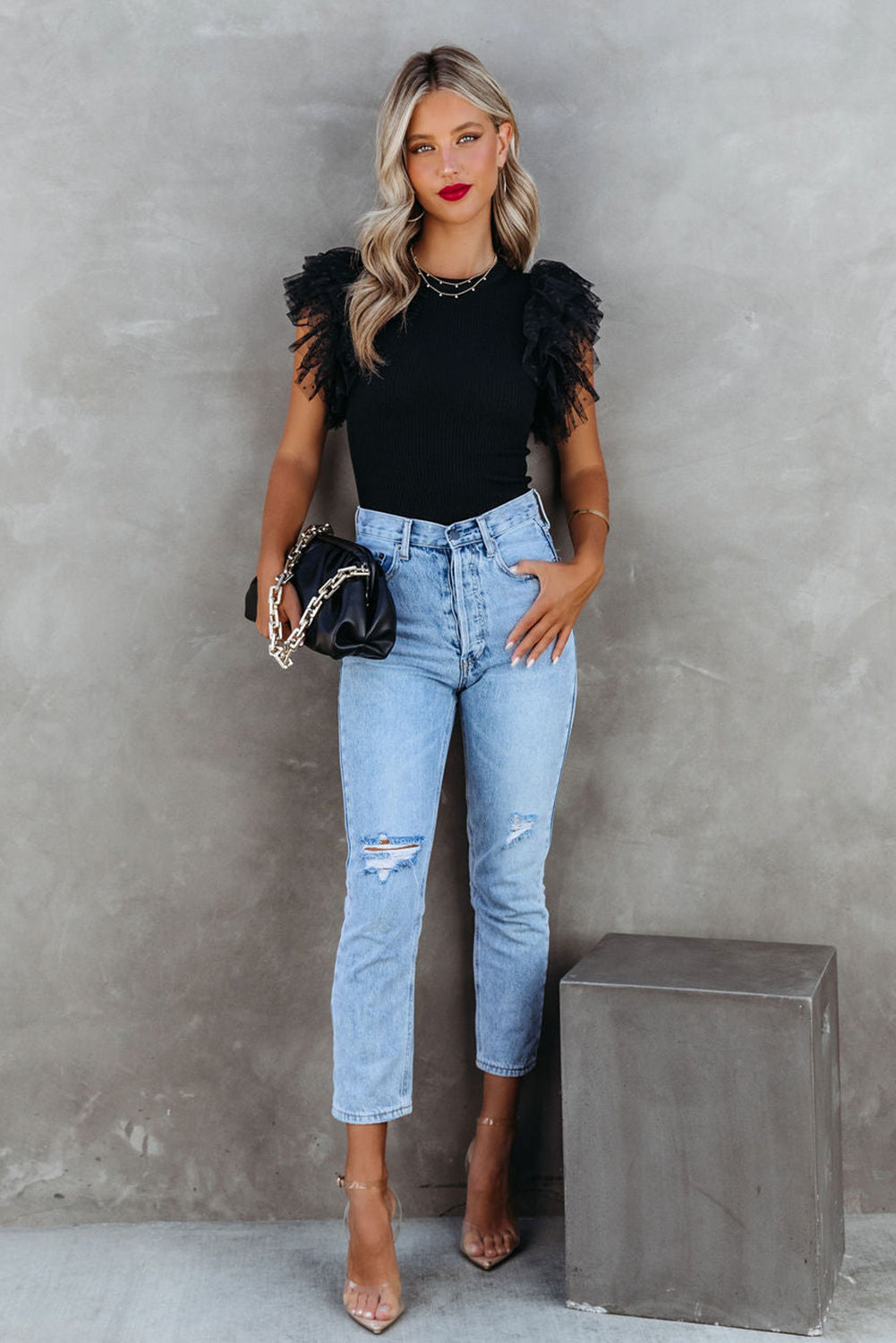 Black Ruffle Babe Blouse