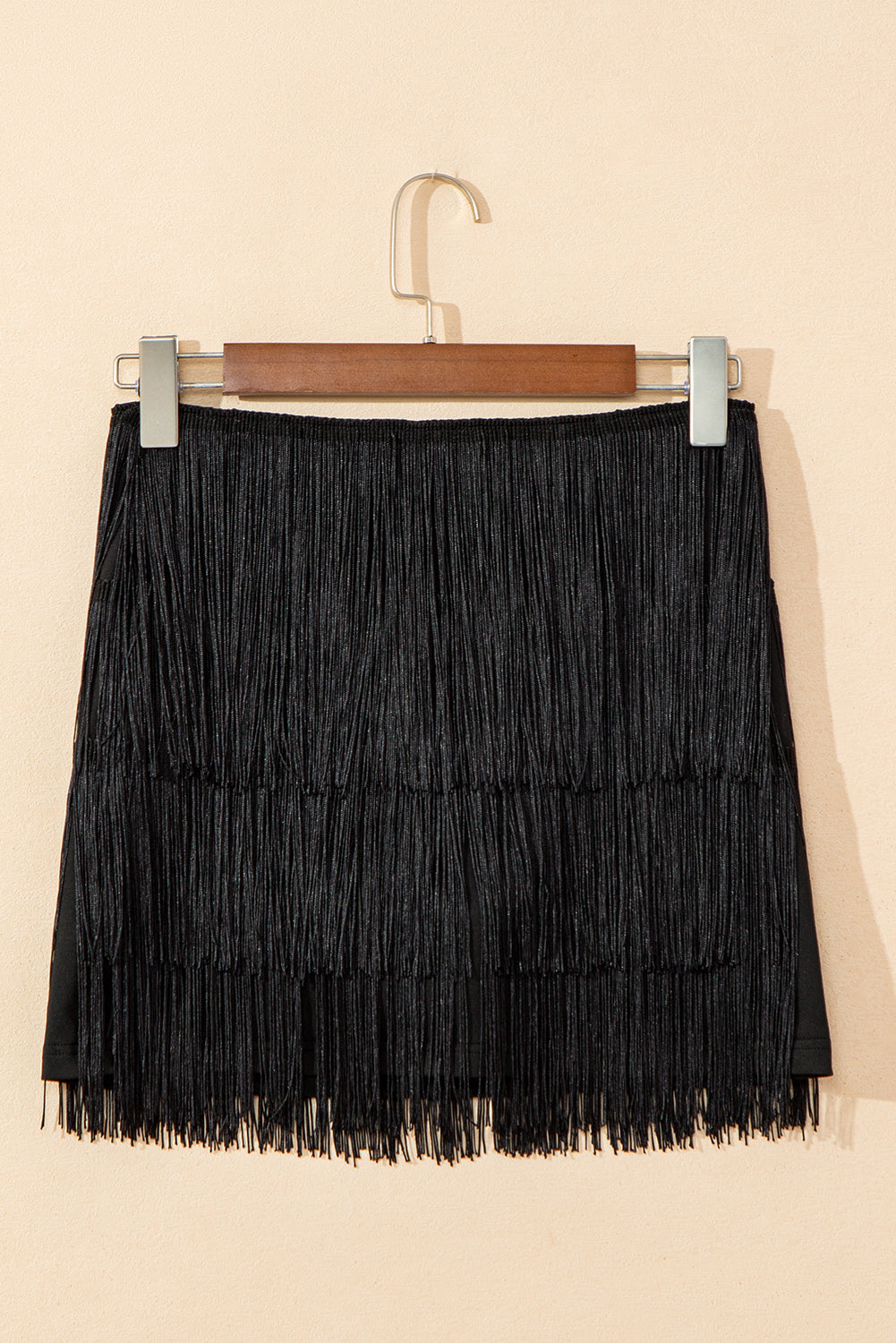 Black Fringe Mini Skirt