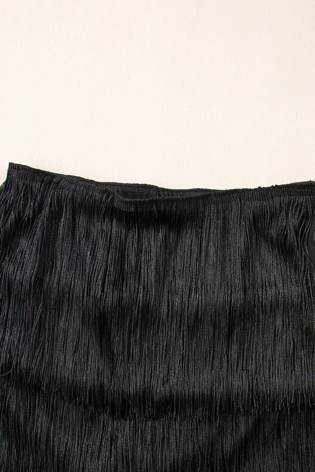 Black Fringe Mini Skirt