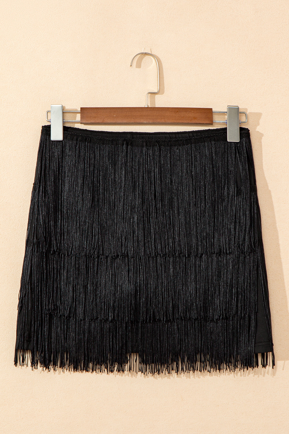 Black Fringe Mini Skirt