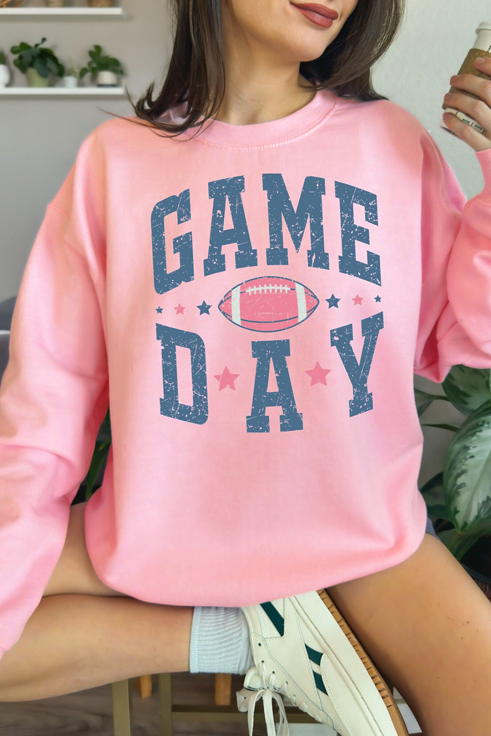 Pink Football GAME DAY Graphic Sweatshirt