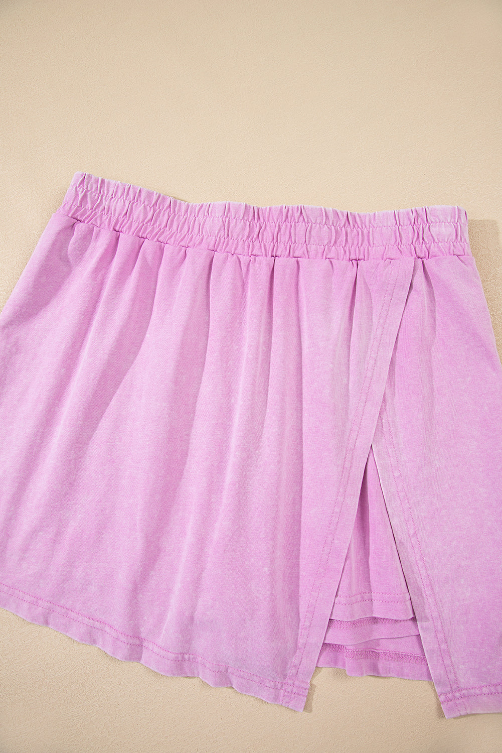 Purple 2 Pieces Mineral Wash Cotton Tank Top Lined Split Skirt Set
