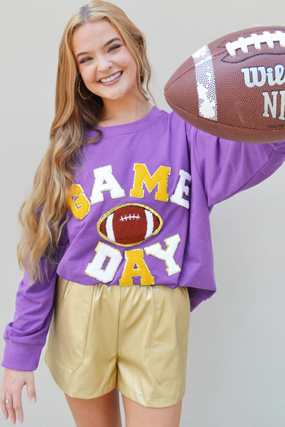 Purple Game Day Patch Sweatshirt