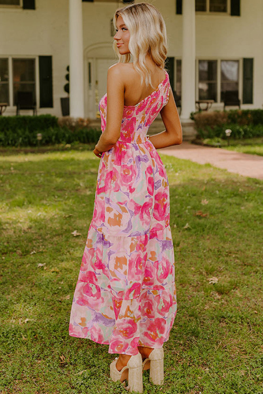 Pink One Shoulder Dress