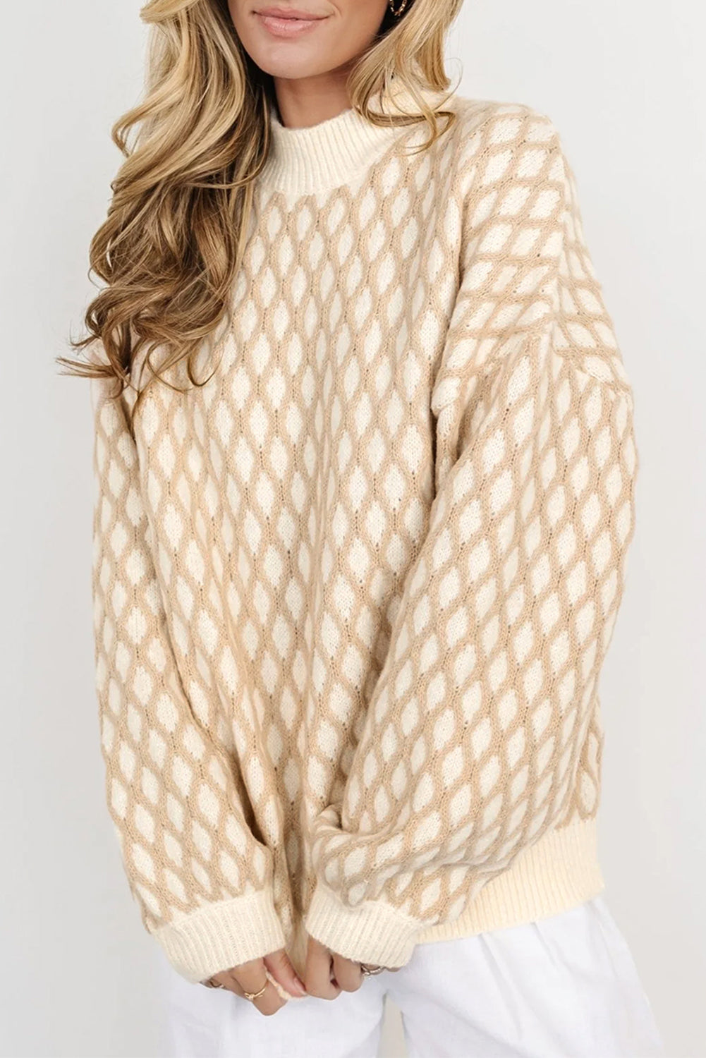 Oatmeal Diamond Knit Sweater