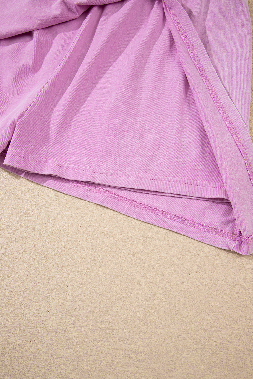 Purple 2 Pieces Mineral Wash Cotton Tank Top Lined Split Skirt Set