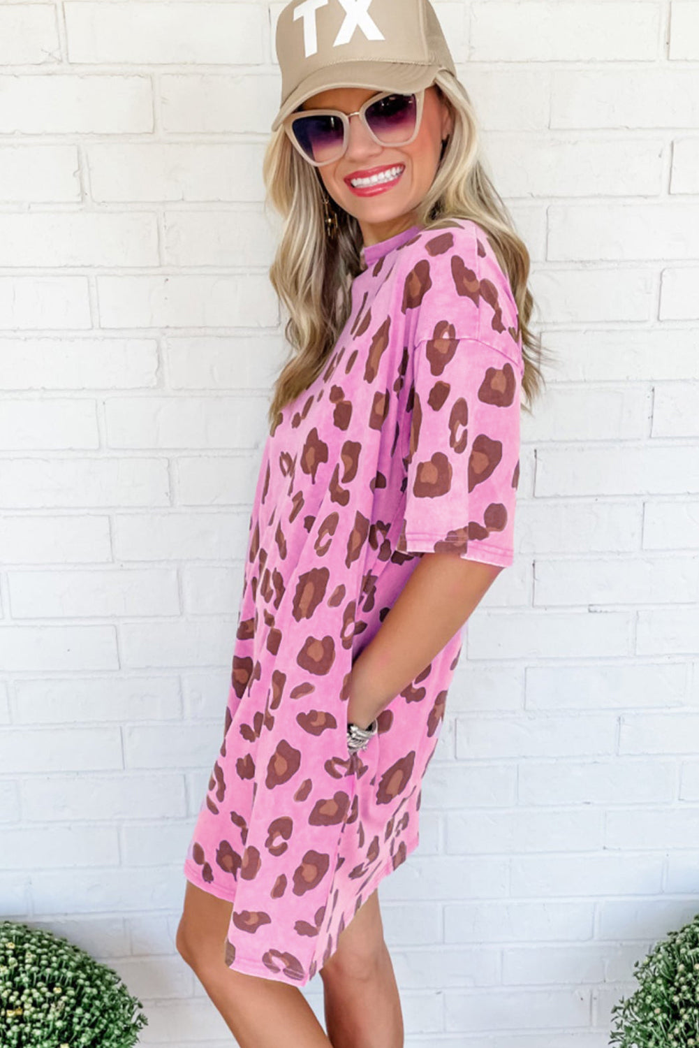 Pink Leopard T-Shirt Dress