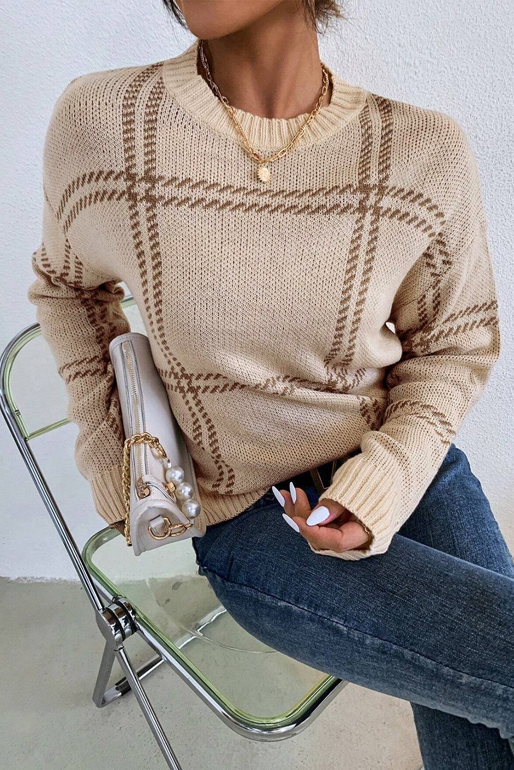 Khaki Plaid Sweater