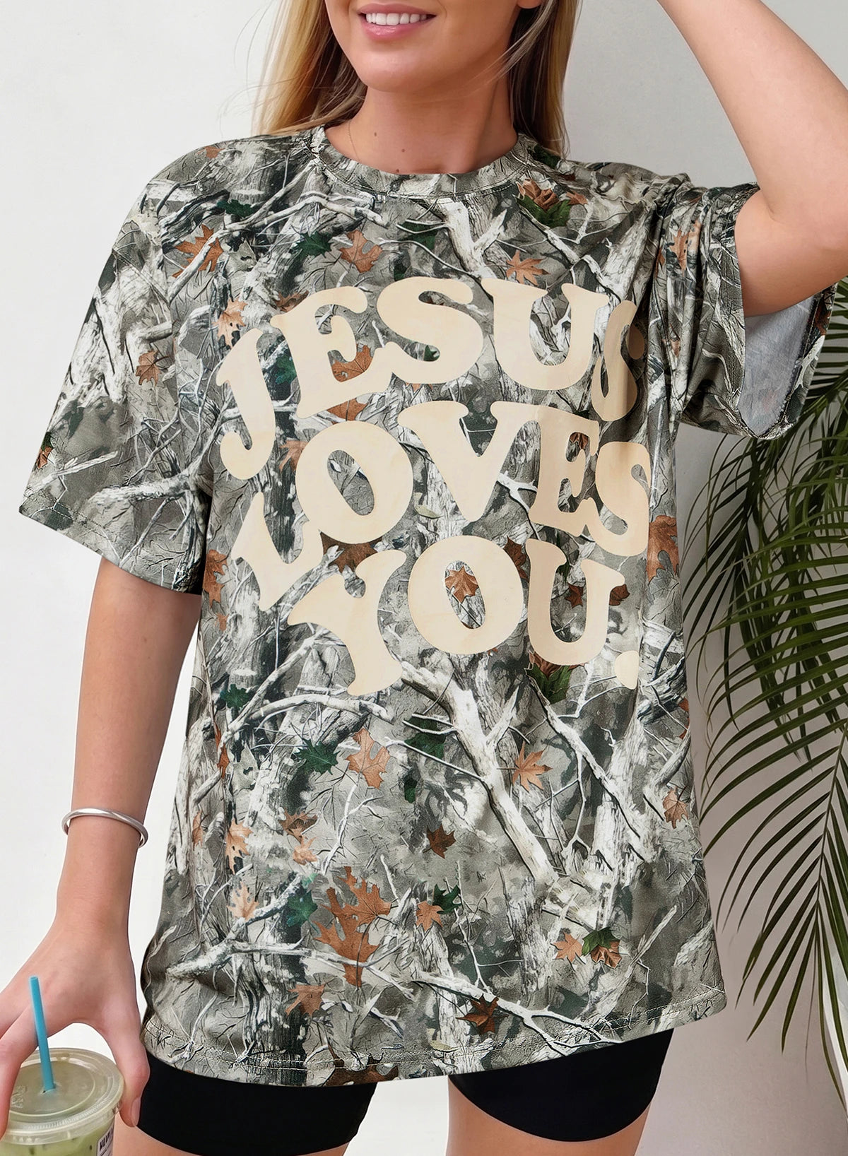 Camo Jesus Loves You T-Shirt