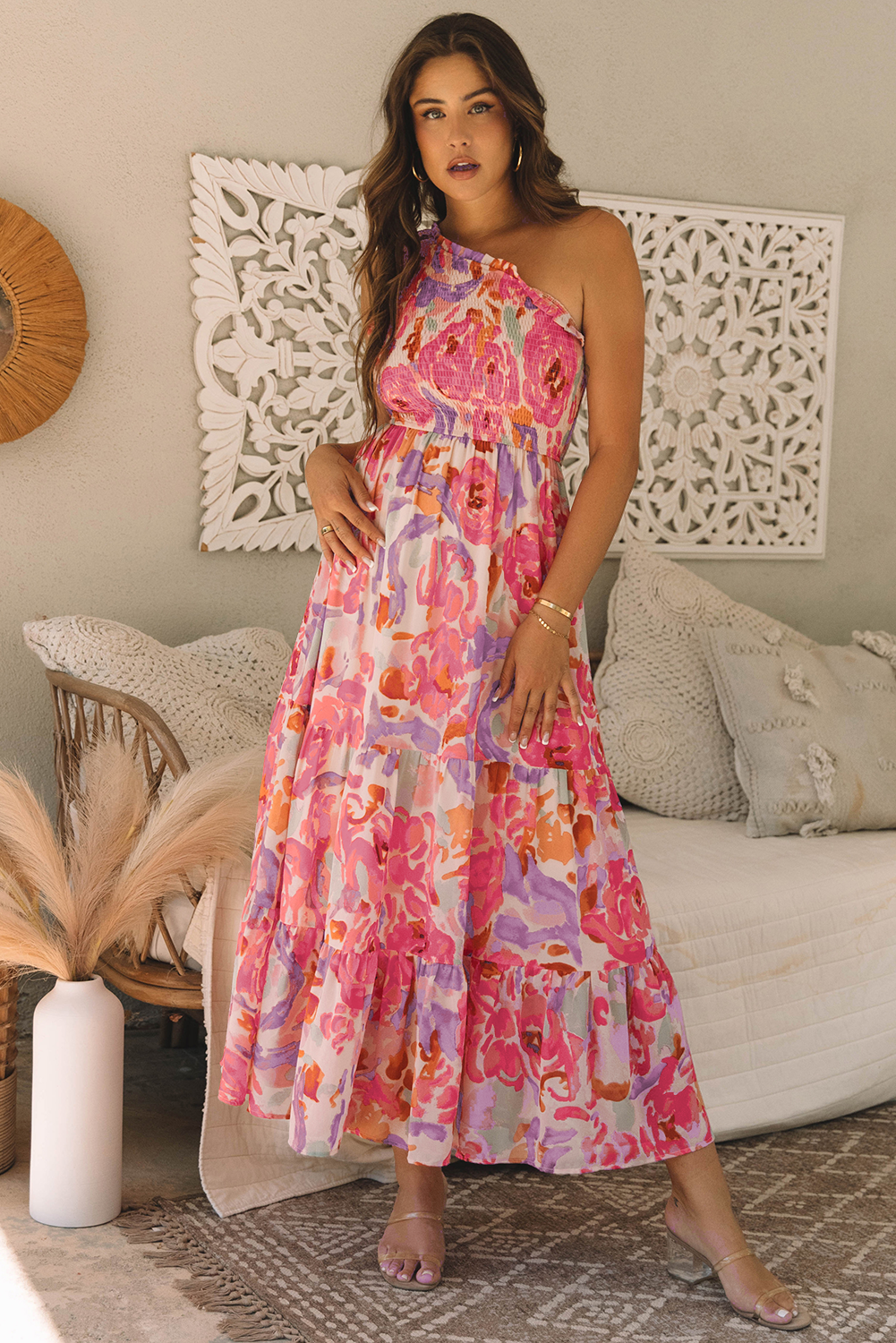 Pink One Shoulder Dress