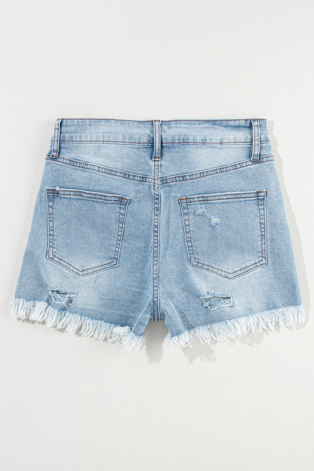 Light Blue Distressed Denim Shorts