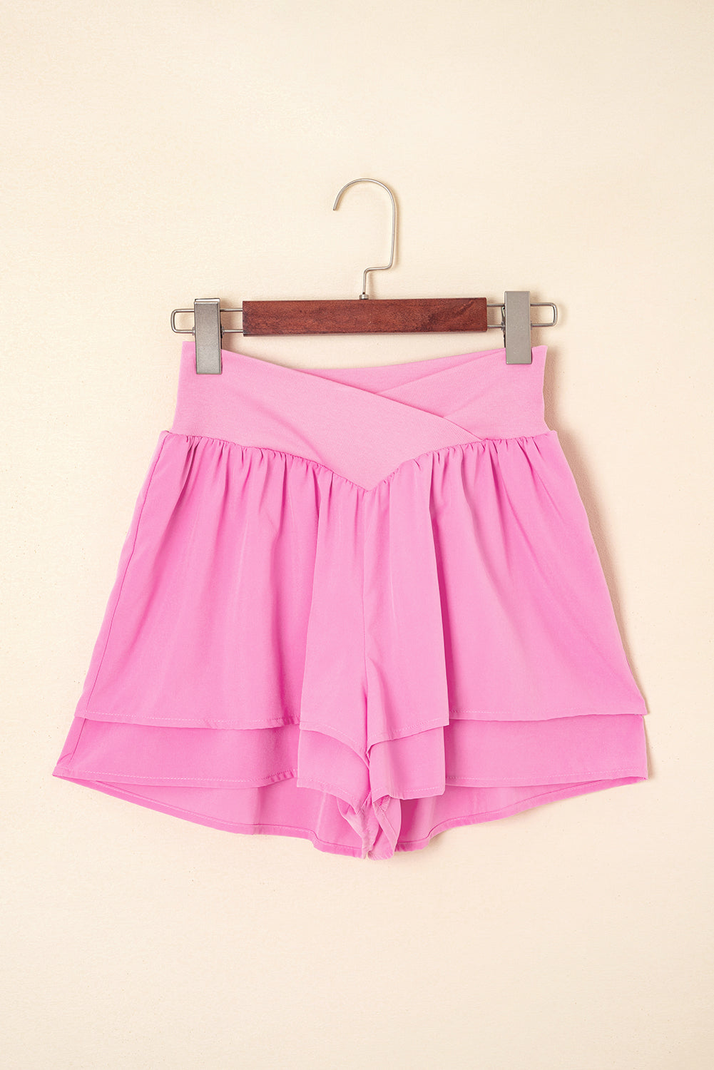 Bright Pink Crossed Flowy Shorts