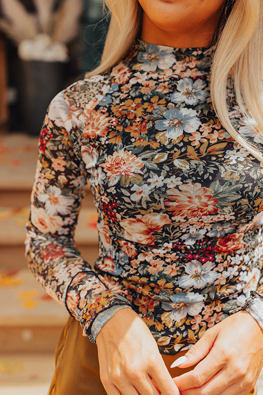 Floral Mesh Long Sleeve