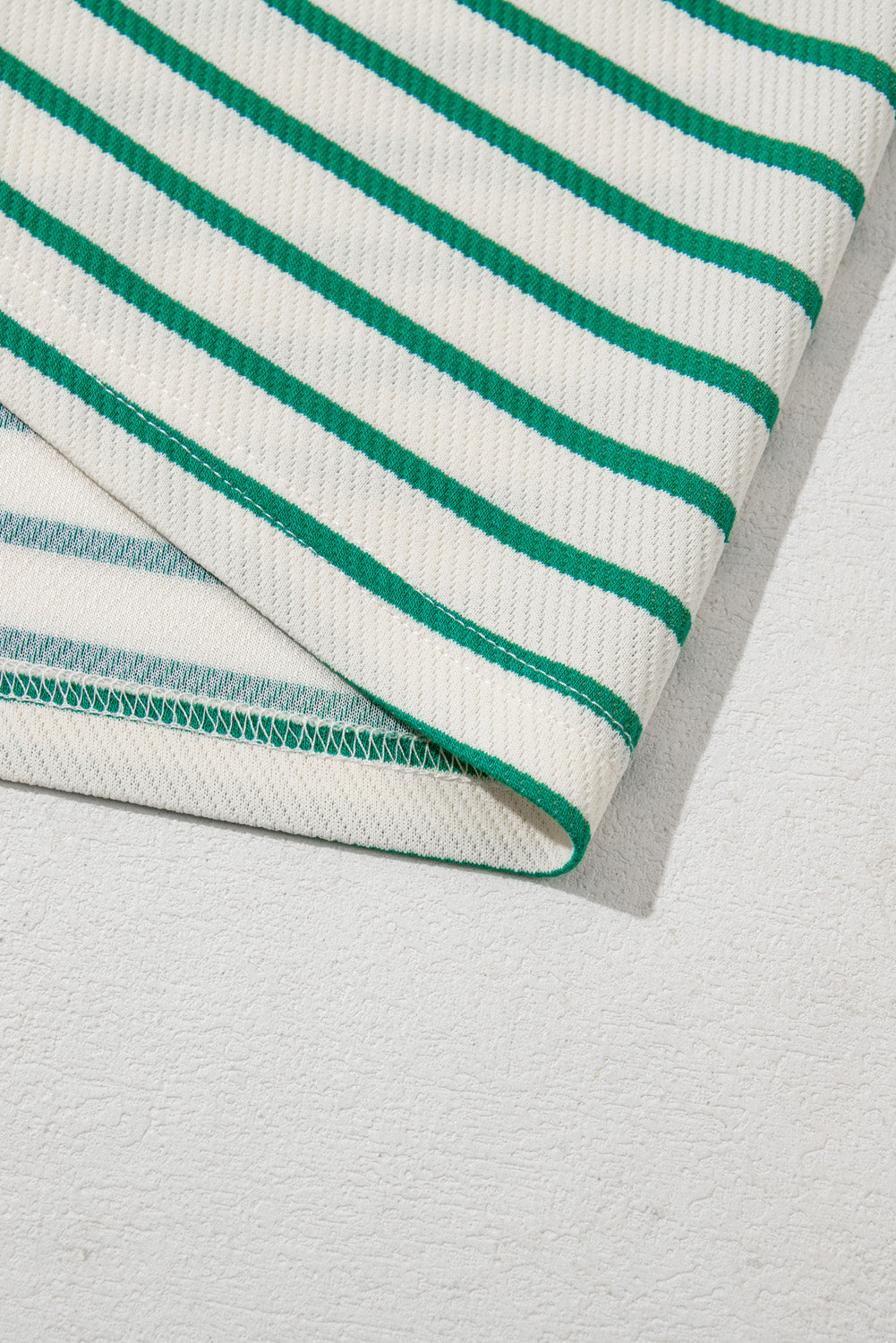 Green Stripe Plus Size Round Neck T Shirt