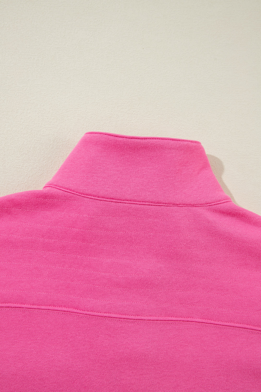 Bright Pink Half Button Collared Sweatshirt