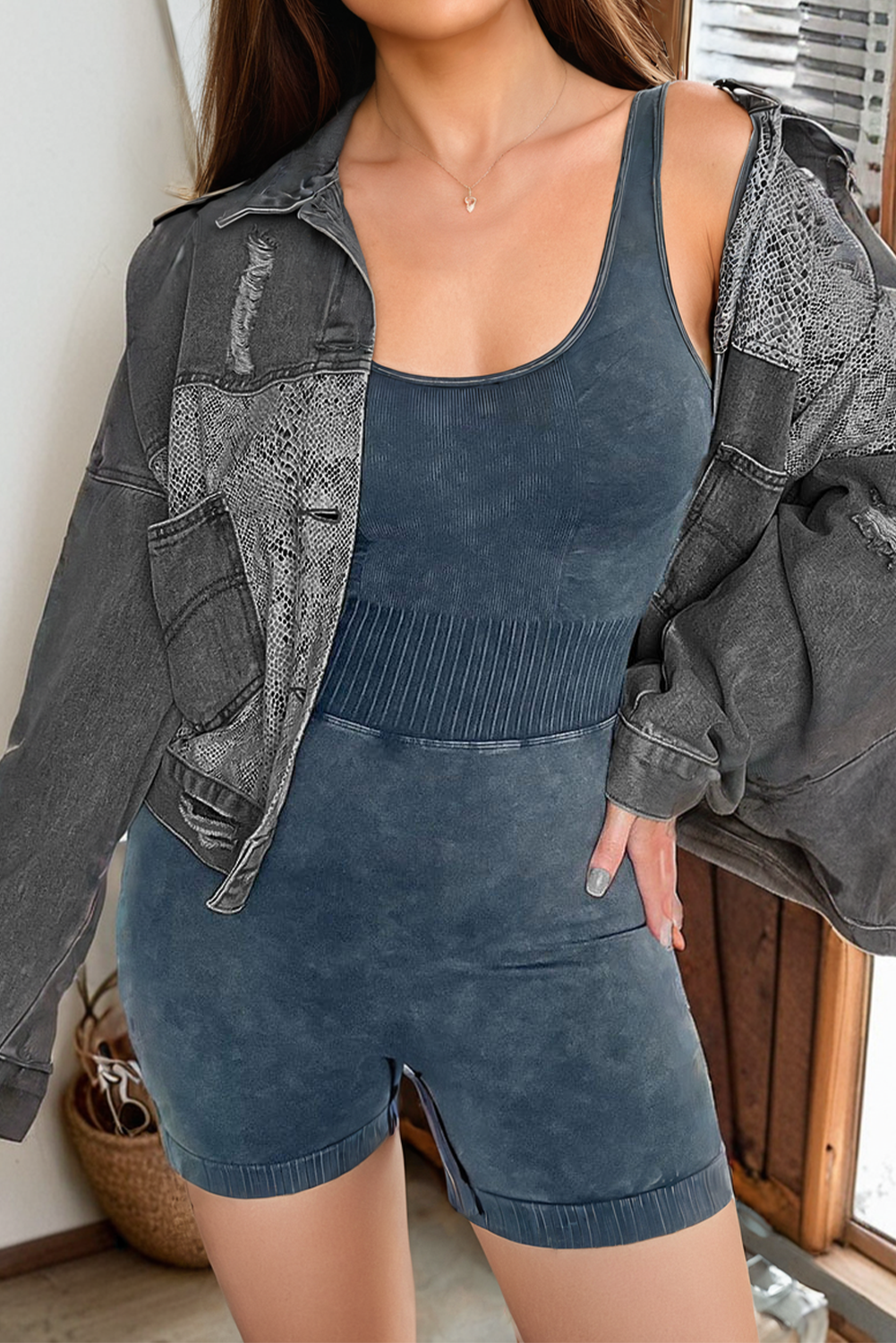 Charcoal Magnetic Romper