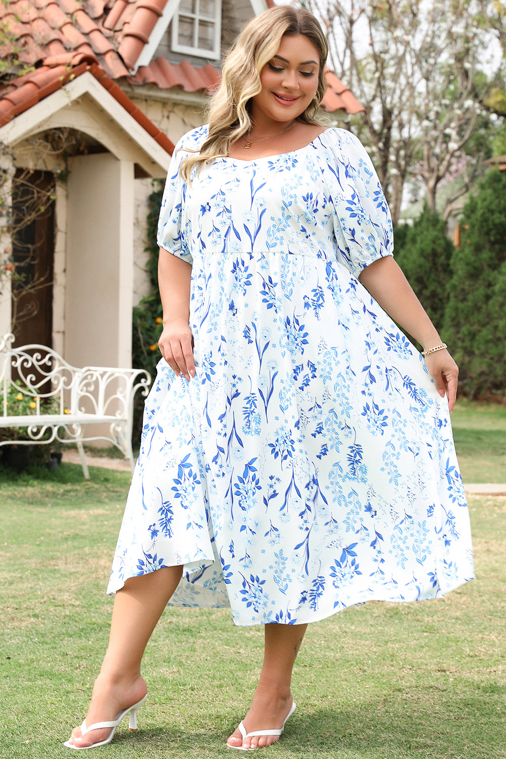 Sky Blue Plus Size Midi Dress