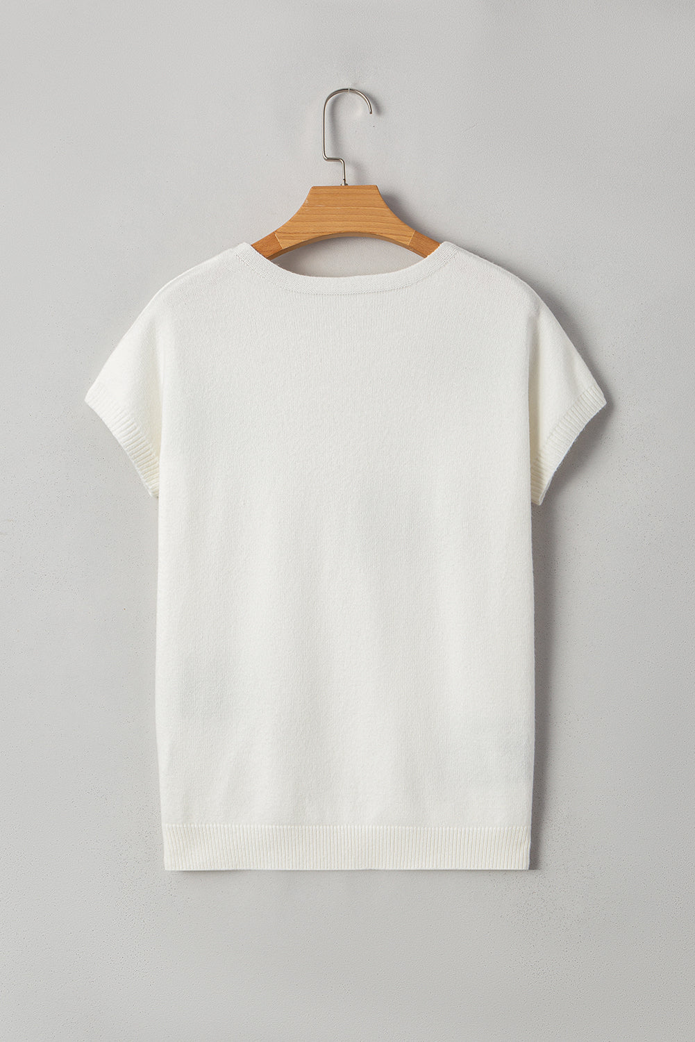 Black Bow Pattern Knit Short Sleeve Sweater