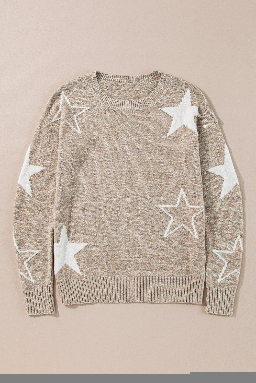 Khaki Star Pattern Sweater