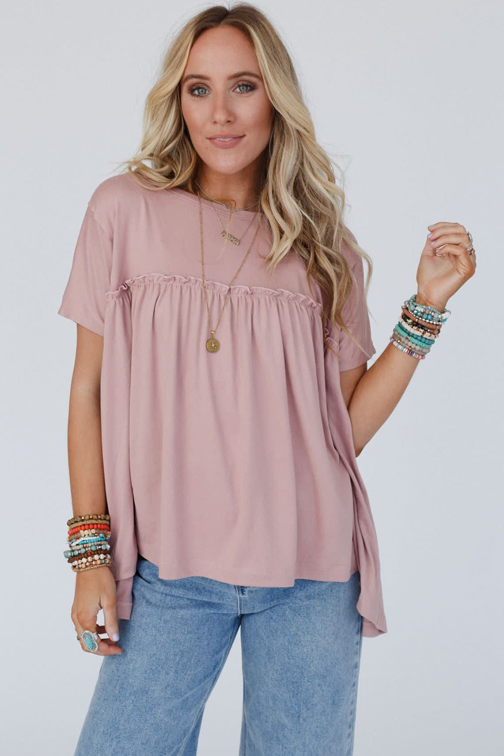 Light Pink Ruffled Babydoll Tee