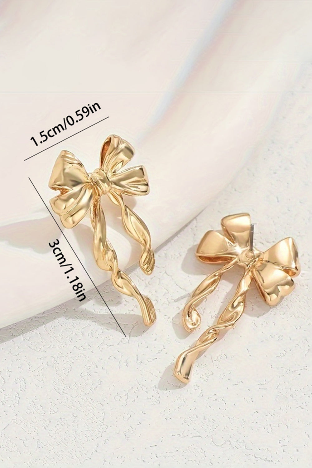 Gold Bow Knot Plated Alloy Stud Earrings